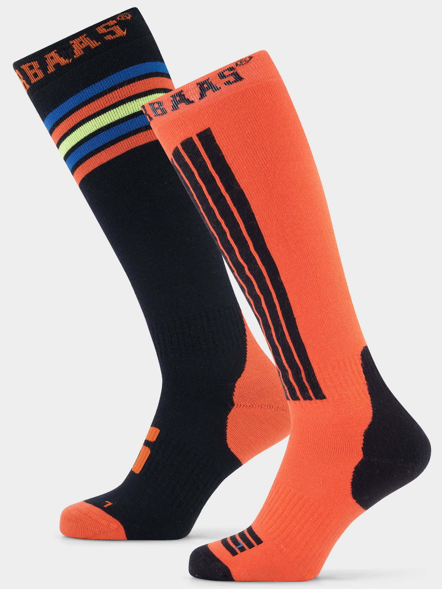 Poederbaas Ski Socks 2-Pack - STRIPED ORANGE BLACK