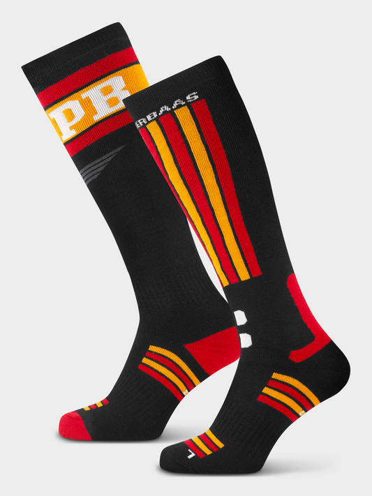 Poederbaas Ski Socks 2-Pack - SWEDISH BLACK & RED