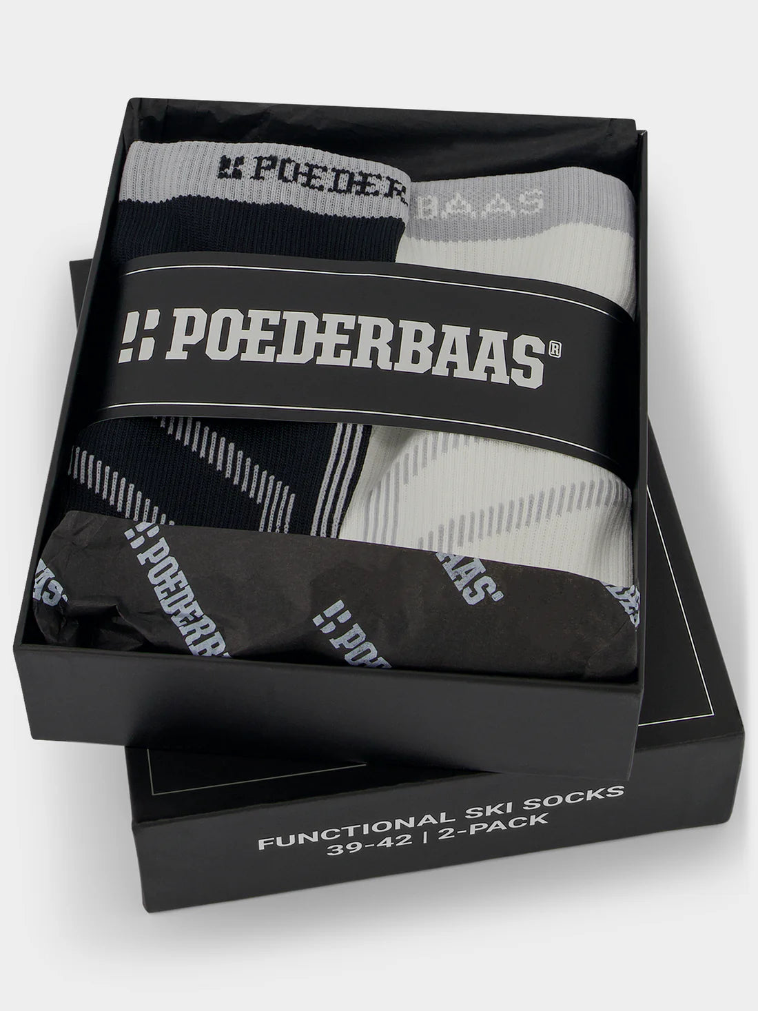 Poederbaas Giftbox Ski Socks 2-PACK | BLACK WHITE